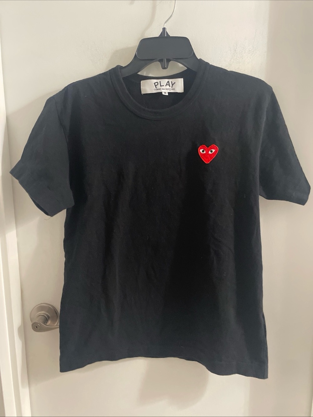 Comme des Garcons PLAY medium black signature embroidered heart S/S shirt